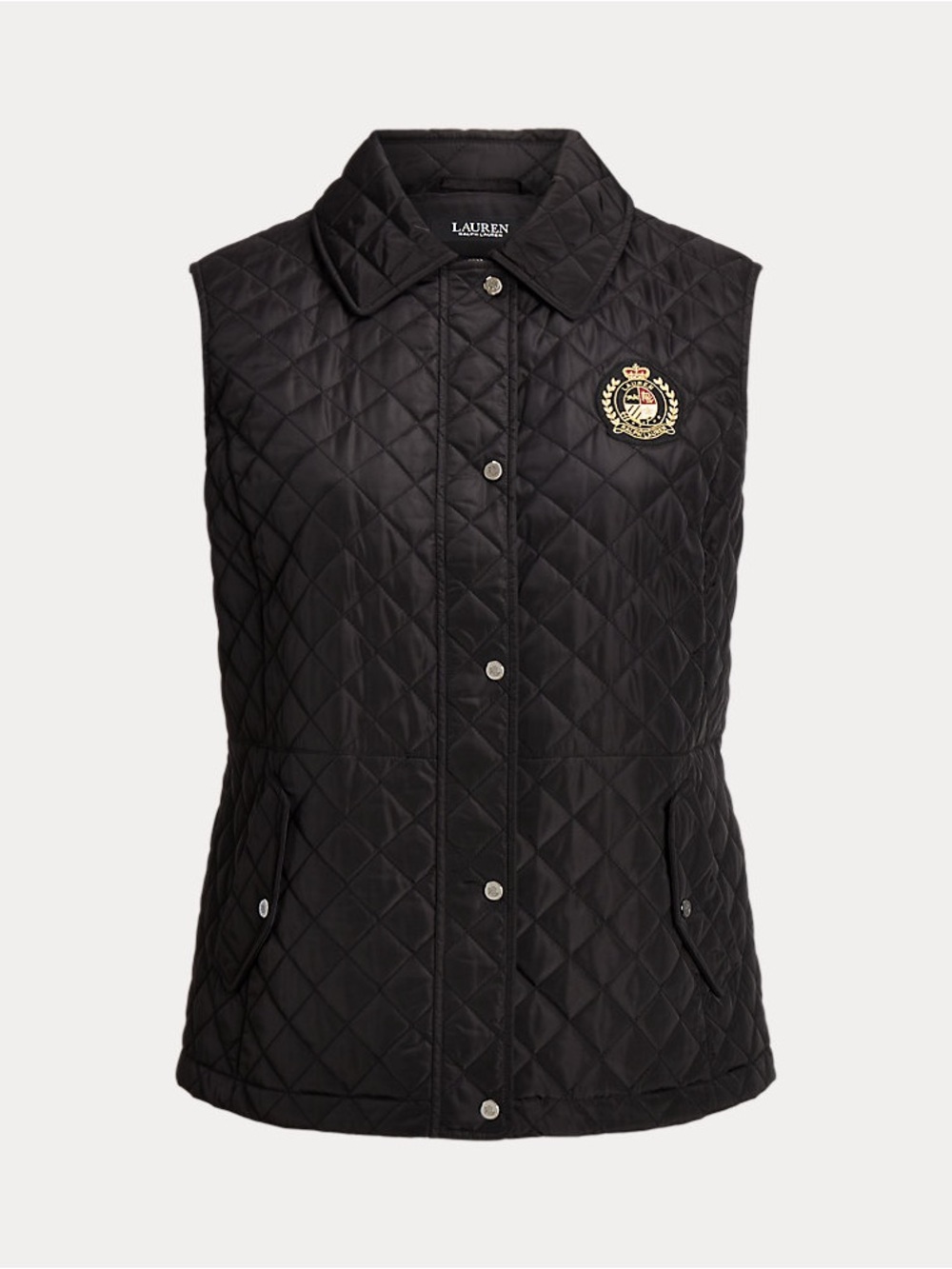 Lauren Ralph Lauren Black Quilted Sleeveless Crest Vest